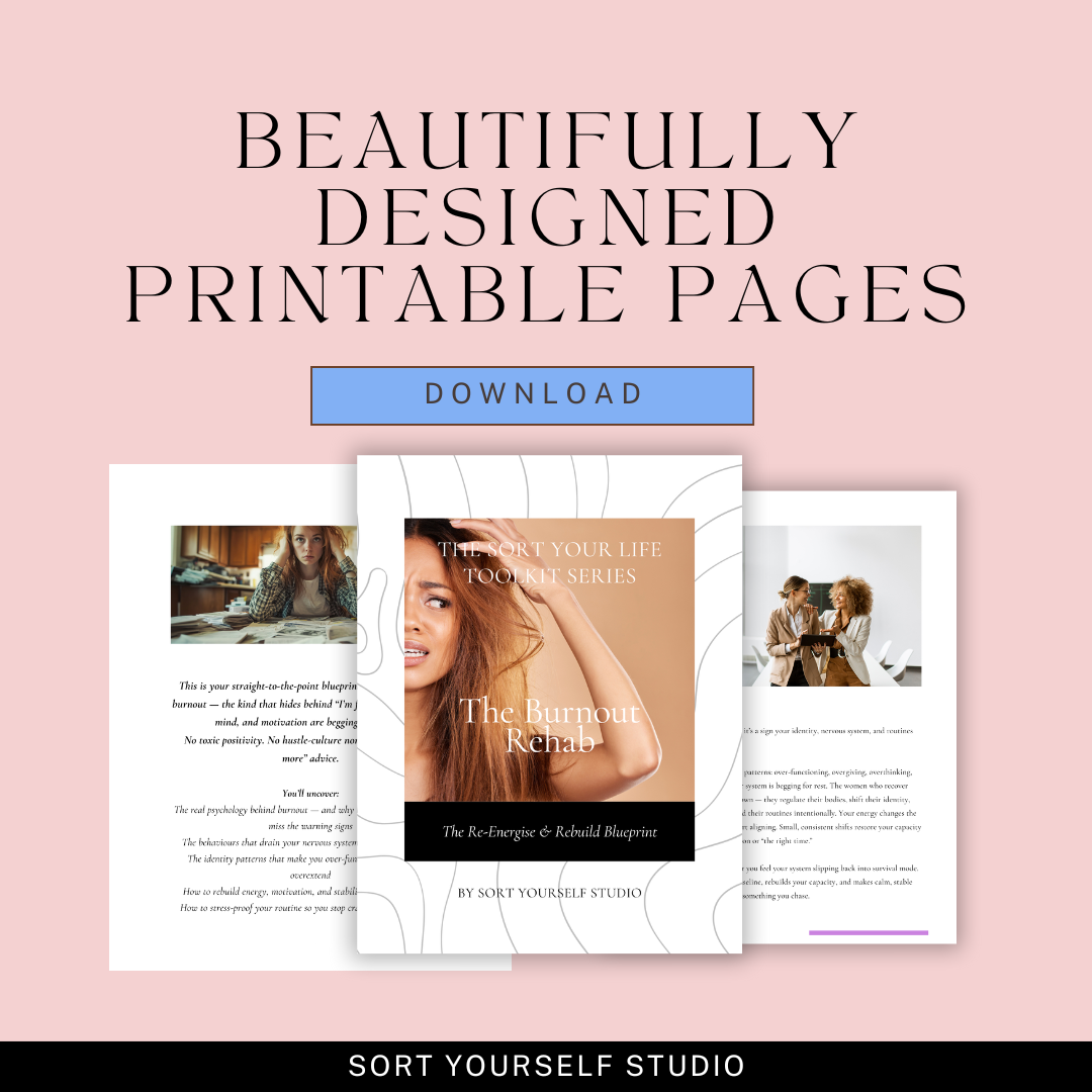 Psychology-based self-help guides for women who want confidence, clarity, and real life transformation. Actionable worksheets designed to break patterns, reduce stress, and build lasting habits